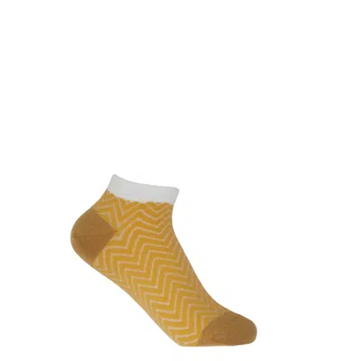 Peper Harow - Made In England Zigzag Women's Trainer Socks - Yellow