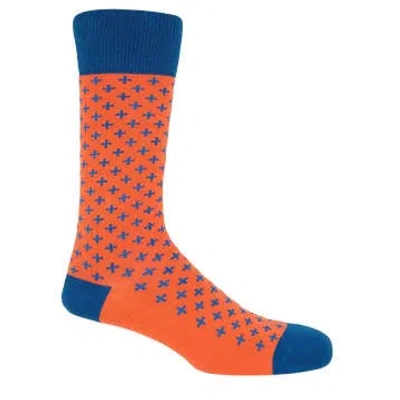 Peper Harow Crosslet Mens Luxury Socks In Orange