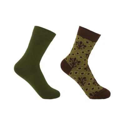 Peper Harow - Made In England Classic Green & Fleur De Lis Green Women's Socks Bundle