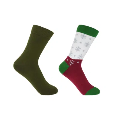 Peper Harow - Made In England Classic Green & Snowflake White Women's Socks Bundle In Multi