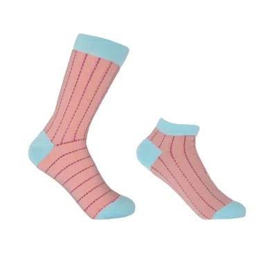 Peper Harow - Made In England Dash Pink Luxury Crew & Trainer Women's Socks Bundle