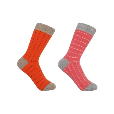 Peper Harow - Made In England Dash Women's Socks Bundle – Coral & Orange