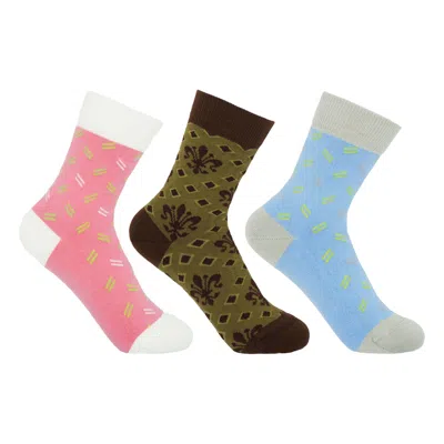 Peper Harow - Made In England Fleur De Lis & Parallel Women's Socks – Bundle In Multi
