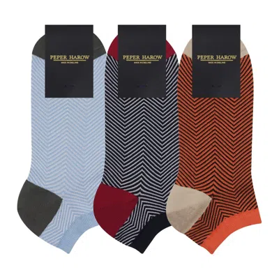 Peper Harow - Made In England Lux Taylor Men's Trainer Socks Bundle – Sky, Orange, Black In Multi