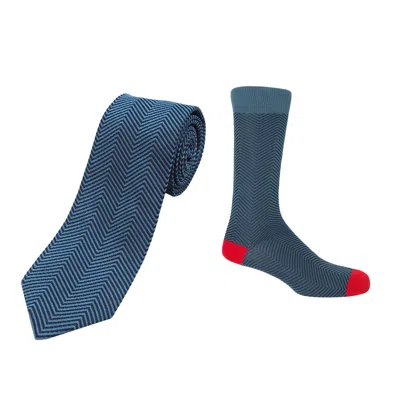 Peper Harow - Made In England Men's Blue Lux Taylor Tie & Socks Groom's Set