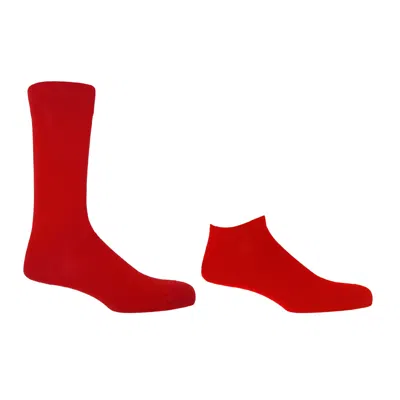 Peper Harow - Made In England Men's Classic Red Luxury Crew & Trainer Men's Socks Bundle