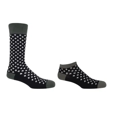 Peper Harow - Made In England Men's Crosslet Black Luxury Crew & Trainer Men's Socks Bundle