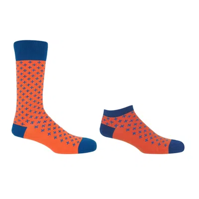 Peper Harow - Made In England Men's Crosslet Orange Luxury Crew & Trainer Men's Socks Bundle