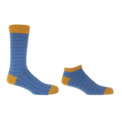 Peper Harow - Made In England Men's Dash Blue Luxury Crew & Trainer Men's Socks Bundle