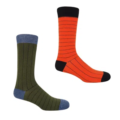 Peper Harow - Made In England Men's Dash Men's Socks Bundle – Orange & Sage