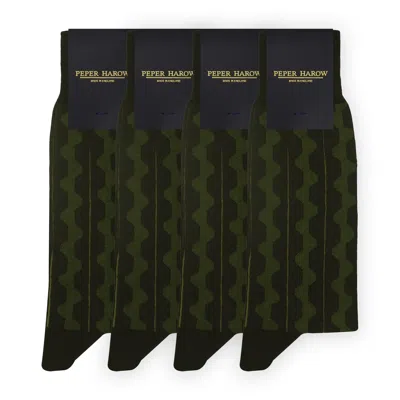 Peper Harow - Made In England Men's Green Groomsmen's Socks Bundle - Groove Olive