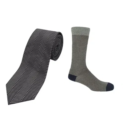 Peper Harow - Made In England Men's Grey Lux Taylor Tie & Socks Groom's Set In Gray