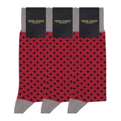 Peper Harow - Made In England Men's Groomsmen's Socks Bundle - Crosslet Red