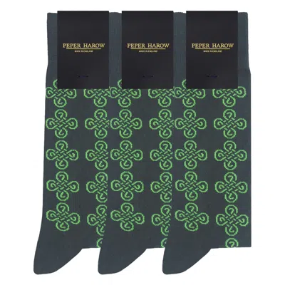 Peper Harow - Made In England Men's Groomsmen's Socks Bundle - Knot Green