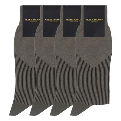 Peper Harow - Made In England Men's Groomsmen's Socks Bundle - V-stripe Grey In Gray