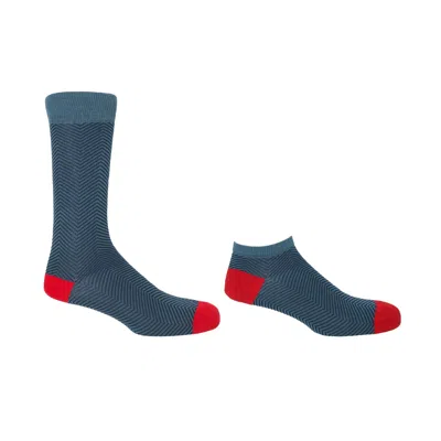 Peper Harow - Made In England Men's Lux Taylor Blue Luxury Crew & Trainer Men's Socks Bundle In Multi