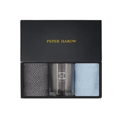 Peper Harow - Made In England Men's Lux Taylor Grey & Sky Luxury Socks Gift Box With Dad Glass In Multi