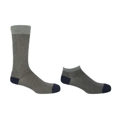 Peper Harow - Made In England Men's Lux Taylor Grey Luxury Crew & Trainer Men's Socks Bundle In Gray