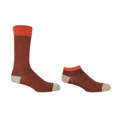 Peper Harow - Made In England Men's Lux Taylor Orange Luxury Crew & Trainer Men's Socks Bundle
