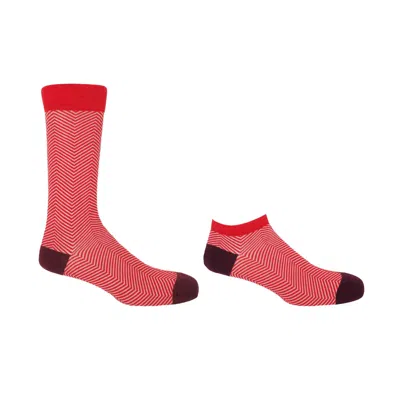 Peper Harow - Made In England Men's Lux Taylor Red Luxury Crew & Trainer Men's Socks Bundle