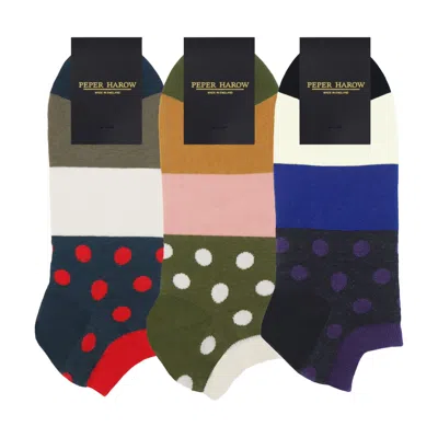 Peper Harow - Made In England Men's Mayfair Men's Trainer Socks – Bundle In Multi