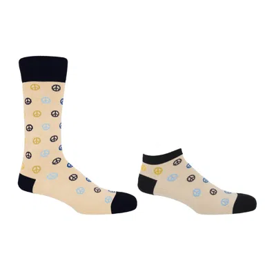 Peper Harow - Made In England Men's Neutrals Peace Beige Luxury Crew & Trainer Men's Socks Bundle In Sand