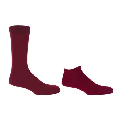 Peper Harow - Made In England Men's Red Classic Burgundy Luxury Crew & Trainer Men's Socks Bundle