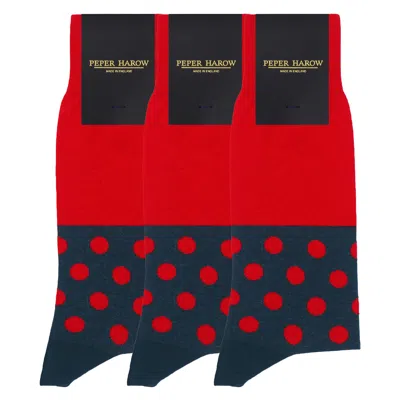 Peper Harow - Made In England Men's Red Groomsmen's Socks Bundle - Mayfair Scarlet