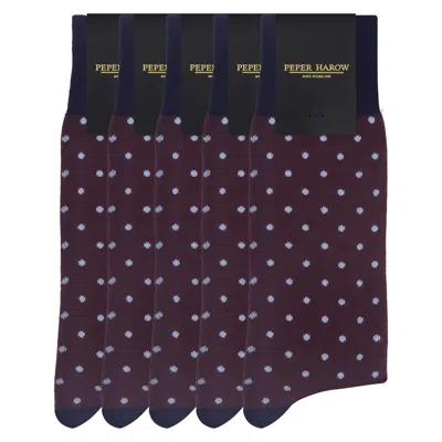 Peper Harow - Made In England Men's Red Groomsmen's Socks Bundle - Pin Polka Burgundy