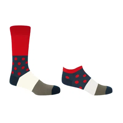 Peper Harow - Made In England Men's Red Mayfair Scarlet Luxury Crew & Trainer Men's Socks Bundle