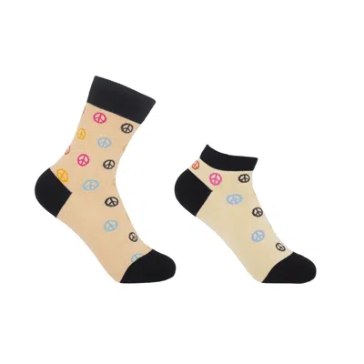 Peper Harow - Made In England Neutrals Peace Beige Luxury Crew & Trainer Women's Socks Bundle