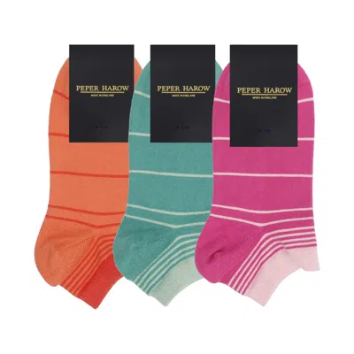 Peper Harow - Made In England Retro Stripe Women's Trainer Socks – Bundle