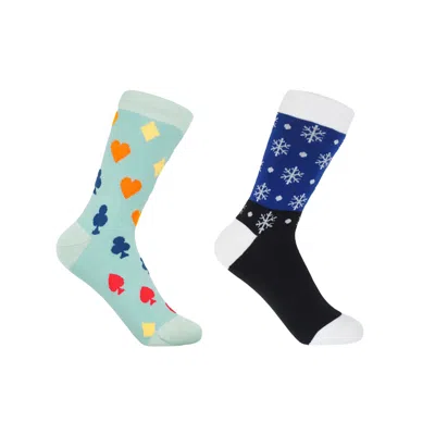 Peper Harow - Made In England Royal Flush Blue & Snowflake Blue Women's Socks Bundle