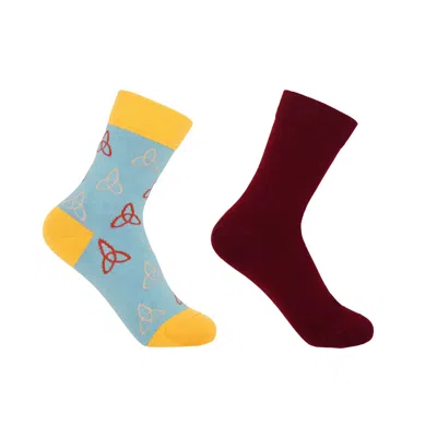 Peper Harow - Made In England Tri Blue & Classic Burgundy Women's Socks Bundle In Multi