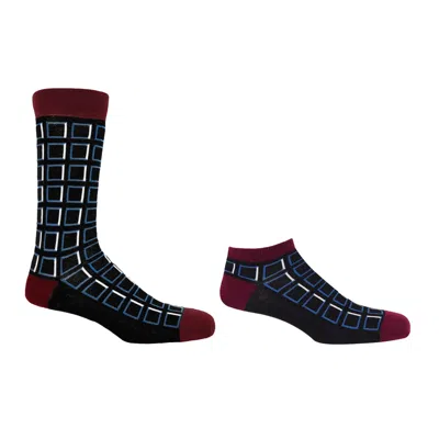 Peper Harow - Made In England Women's Cube Black Luxury Crew & Trainer Men's Socks Bundle