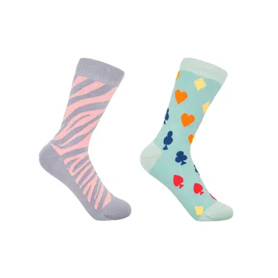 Peper Harow - Made In England Zebra Purple & Royal Flush Blue Women's Socks Bundle In Multi