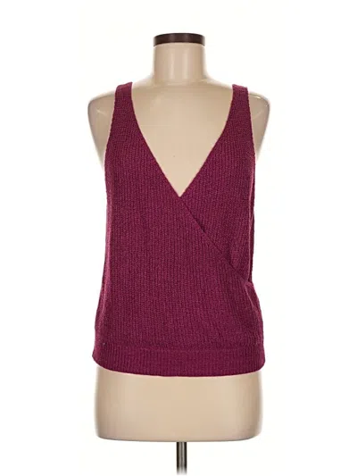 Pre-owned Pepin Sleeveless Top Burgundy Plunge Neckline Tops