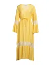 Pepita Midi Dresses In Yellow