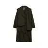 Peploum Women's Green Beatrice Asymmetric Piece Trenchcoat In Khaki In Green