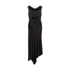 Peploum Women's Lea Folded Neckline Sateen Dress In Black In Black