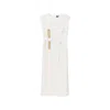 Peploum Women's White Isogi Dress With Button In White