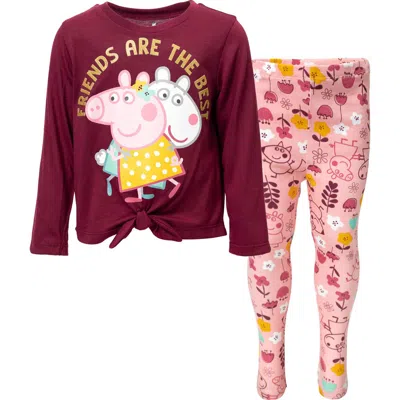 Peppa Pig Kids'  Glitter 2-piece Tee And Leggings Set In Brown