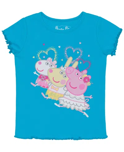 Peppa Pig Kids' Toddler & Little Girls Ballet Short Sleeve Rib Top In Blue