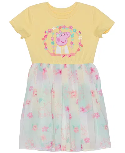 Peppa Pig Kids' Toddler & Little Girls Together Forever Short Sleeve Dress In Yellow