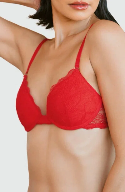 Pepper All Over Lace Lift Up Bra In Red
