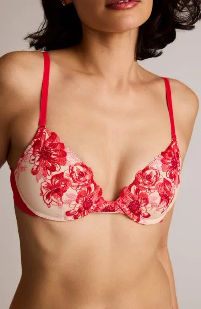 Pepper Embroidery Lift Up Bra In Pink