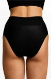 Pepper High Waisted Bikini Bottom In Black