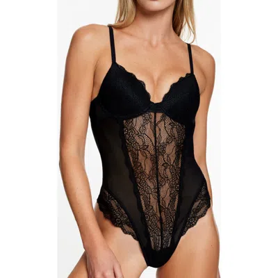 Pepper Lace Lift Up Teddy In Black