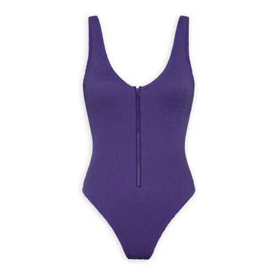 Pepper Vally Women's Pink / Purple Swimwear Onepiece Ζipper Purple