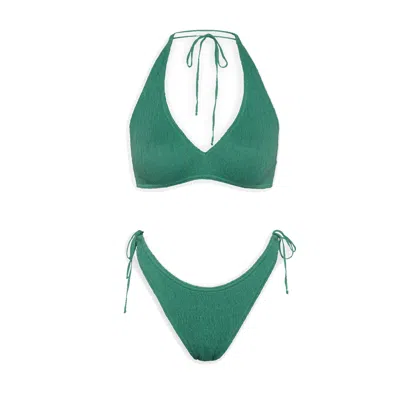 Pepper Vally Women's Swimwear Bikini Triangle Green